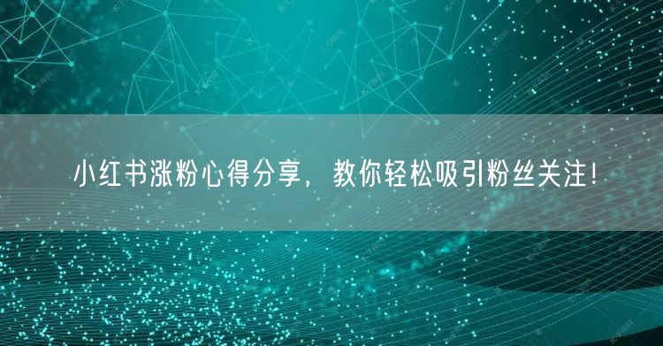 小红书涨粉心得分享，教你轻松吸引粉丝关注！