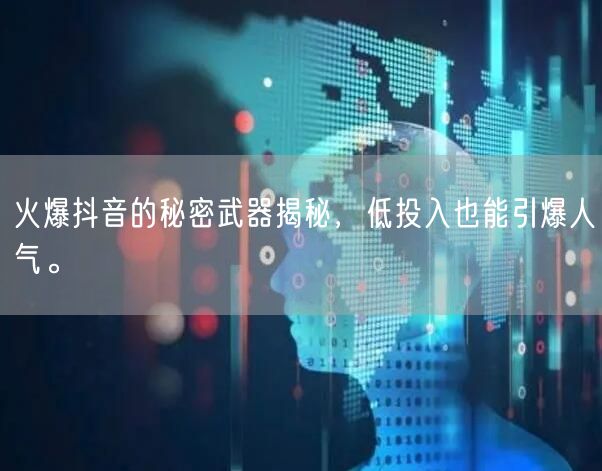 火爆抖音的秘密武器揭秘，低投入也能引爆人气。