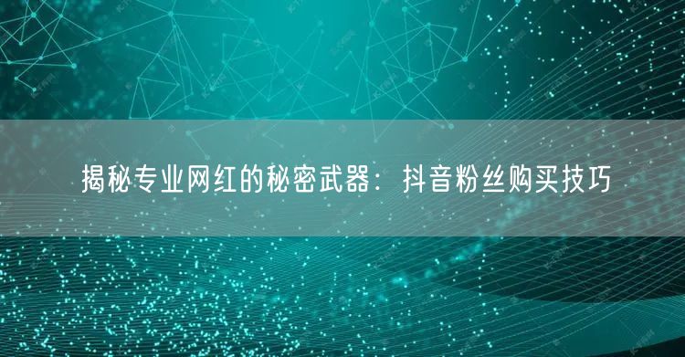 揭秘专业网红的秘密武器：抖音粉丝购买技巧