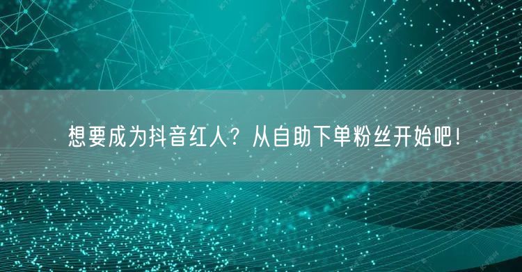想要成为抖音红人？从自助下单粉丝开始吧！