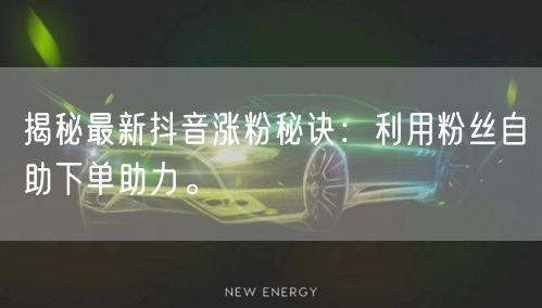 揭秘最新抖音涨粉秘诀：利用粉丝自助下单助力。