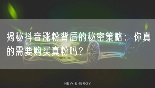 揭秘抖音涨粉背后的秘密策略：你真的需要购买真粉吗？