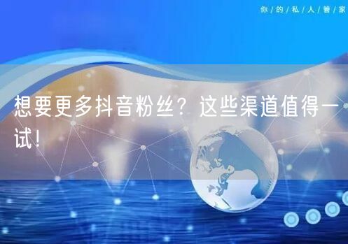 想要更多抖音粉丝？这些渠道值得一试！