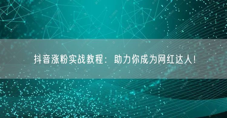 抖音涨粉实战教程：助力你成为网红达人！