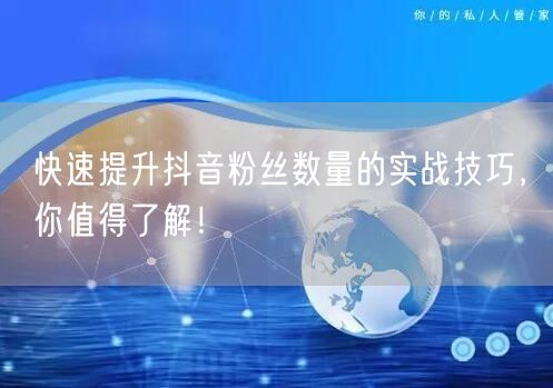 快速提升抖音粉丝数量的实战技巧，你值得了解！