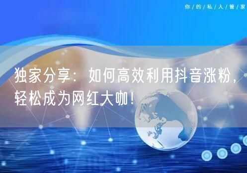 独家分享：如何高效利用抖音涨粉，轻松成为网红大咖！