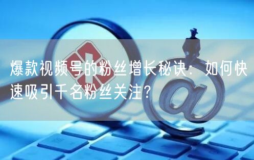 爆款视频号的粉丝增长秘诀：如何快速吸引千名粉丝关注？