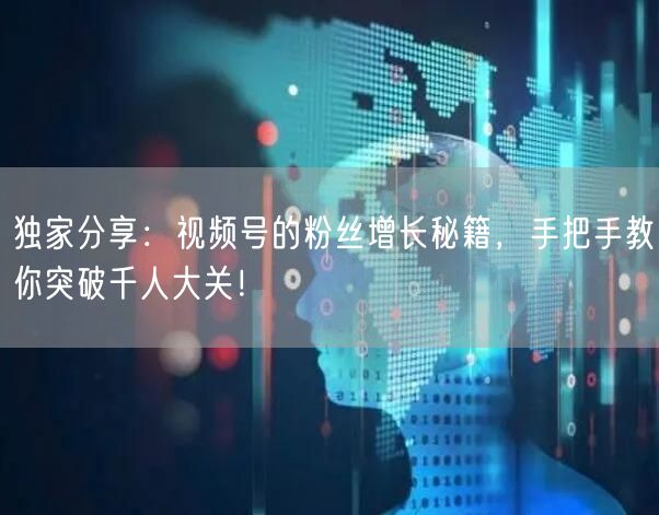 独家分享：视频号的粉丝增长秘籍，手把手教你突破千人大关！