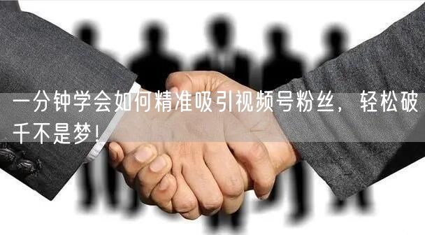 一分钟学会如何精准吸引视频号粉丝，轻松破千不是梦！