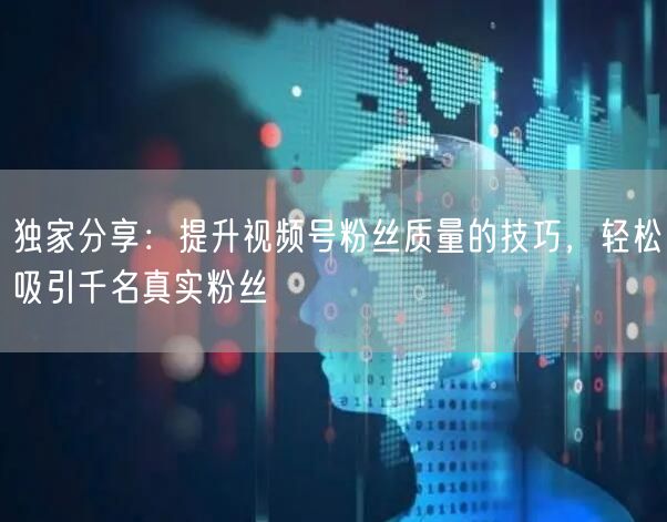独家分享：提升视频号粉丝质量的技巧，轻松吸引千名真实粉丝