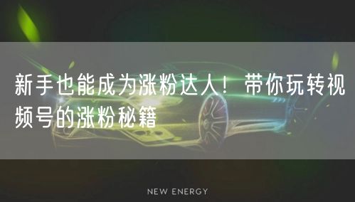 新手也能成为涨粉达人！带你玩转视频号的涨粉秘籍