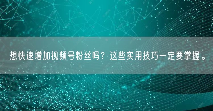 想快速增加视频号粉丝吗？这些实用技巧一定要掌握。