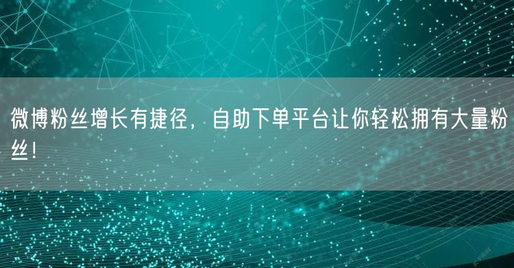 微博粉丝增长有捷径，自助下单平台让你轻松拥有大量粉丝！