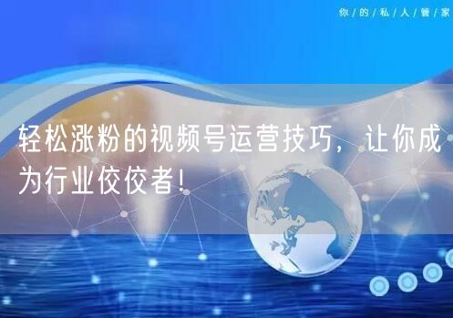 轻松涨粉的视频号运营技巧，让你成为行业佼佼者！