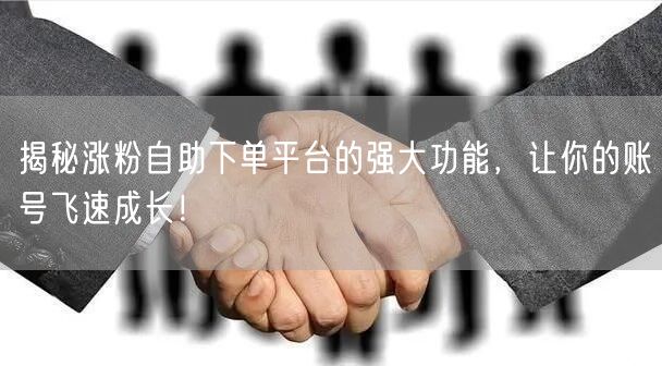 揭秘涨粉自助下单平台的强大功能，让你的账号飞速成长！