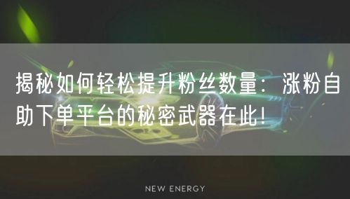 揭秘如何轻松提升粉丝数量：涨粉自助下单平台的秘密武器在此！