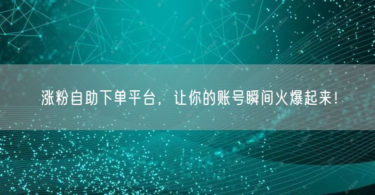 涨粉自助下单平台，让你的账号瞬间火爆起来！