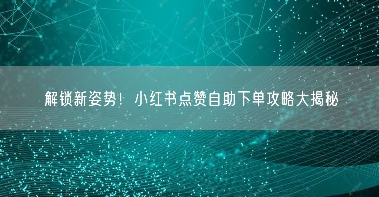 解锁新姿势！小红书点赞自助下单攻略大揭秘