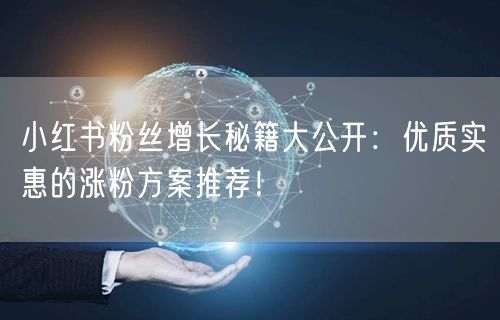 小红书粉丝增长秘籍大公开：优质实惠的涨粉方案推荐！