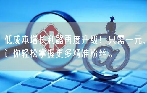 低成本增长利器再度升级！只需一元，让你轻松掌握更多精准粉丝。