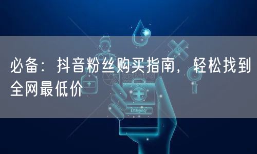 必备：抖音粉丝购买指南，轻松找到全网最低价