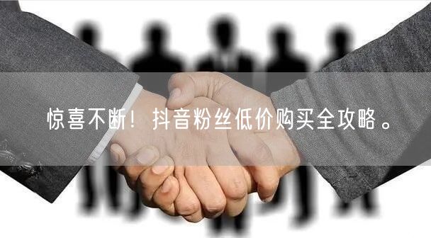 惊喜不断！抖音粉丝低价购买全攻略。