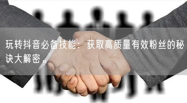 玩转抖音必备技能：获取高质量有效粉丝的秘诀大解密。