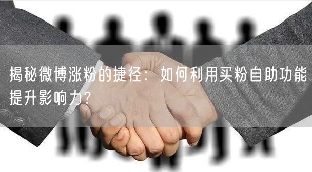 揭秘微博涨粉的捷径：如何利用买粉自助功能提升影响力？