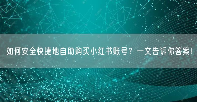 如何安全快捷地自助购买小红书账号？一文告诉你答案！