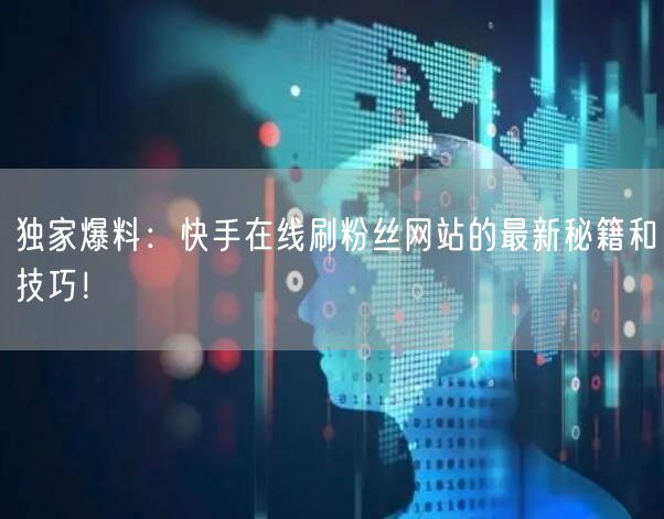 独家爆料：快手在线刷粉丝网站的最新秘籍和技巧！