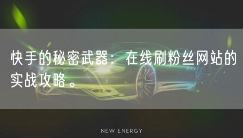 快手的秘密武器：在线刷粉丝网站的实战攻略。