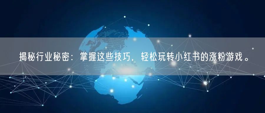 揭秘行业秘密：掌握这些技巧，轻松玩转小红书的涨粉游戏。